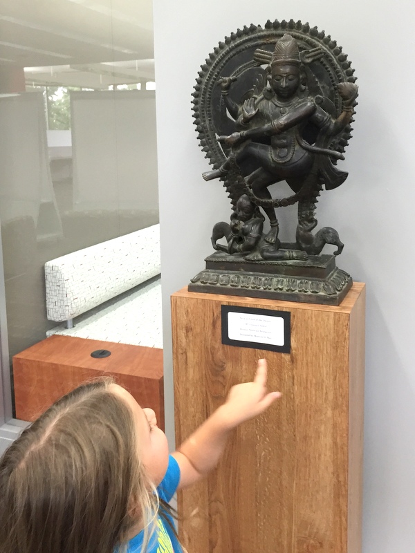 Checking out some of the sculptures in the library 